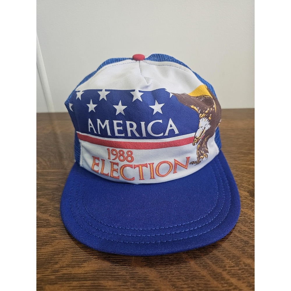 Vintage America‎ 1988 Election Hat Cap Snap Back Park Avenue Blue Mens USA 80s